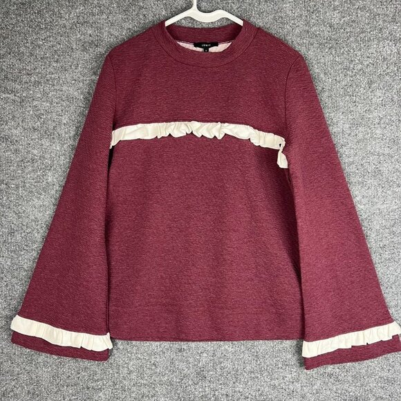 NWT Lumie Woemen's Burgundy Ruffle‎ Flare Sleeve Sweater SZ M - Picture 1 of 8